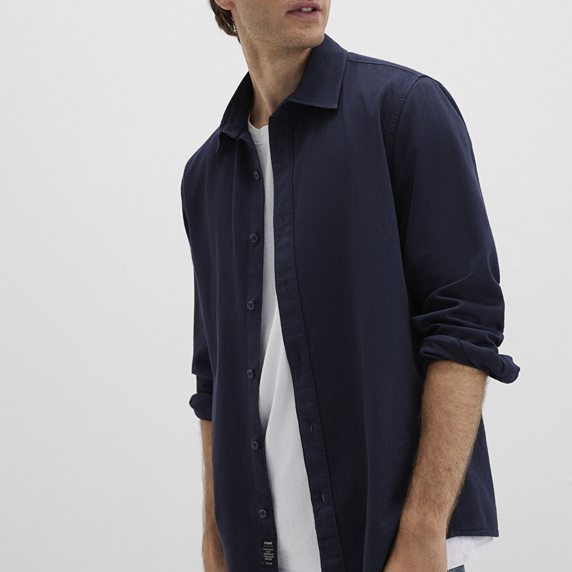 Mavi Keten Karışımlı Lacivert Gömlek Regular Fit / Normal Kesim 0211641-82183