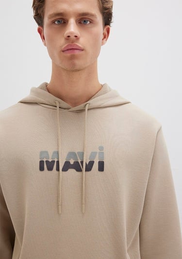  Mavi Mavi Logo Baskılı Bej Sweatshirt 0S10395-70004