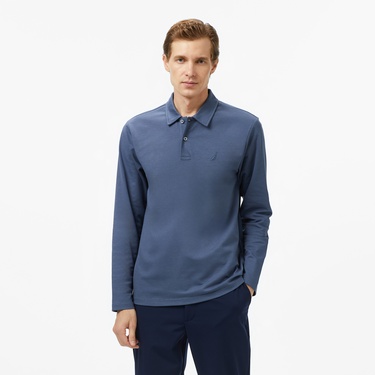  Nautica Erkek Mavi Classic Fit Uzun Kollu Polo Yaka T-Shirt