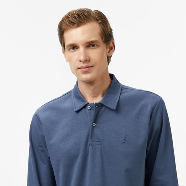  Nautica Erkek Mavi Classic Fit Uzun Kollu Polo Yaka T-Shirt