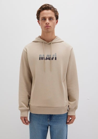  Mavi Mavi Logo Baskılı Bej Sweatshirt 0S10395-70004