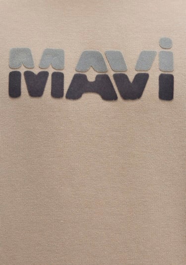  Mavi Mavi Logo Baskılı Bej Sweatshirt 0S10395-70004
