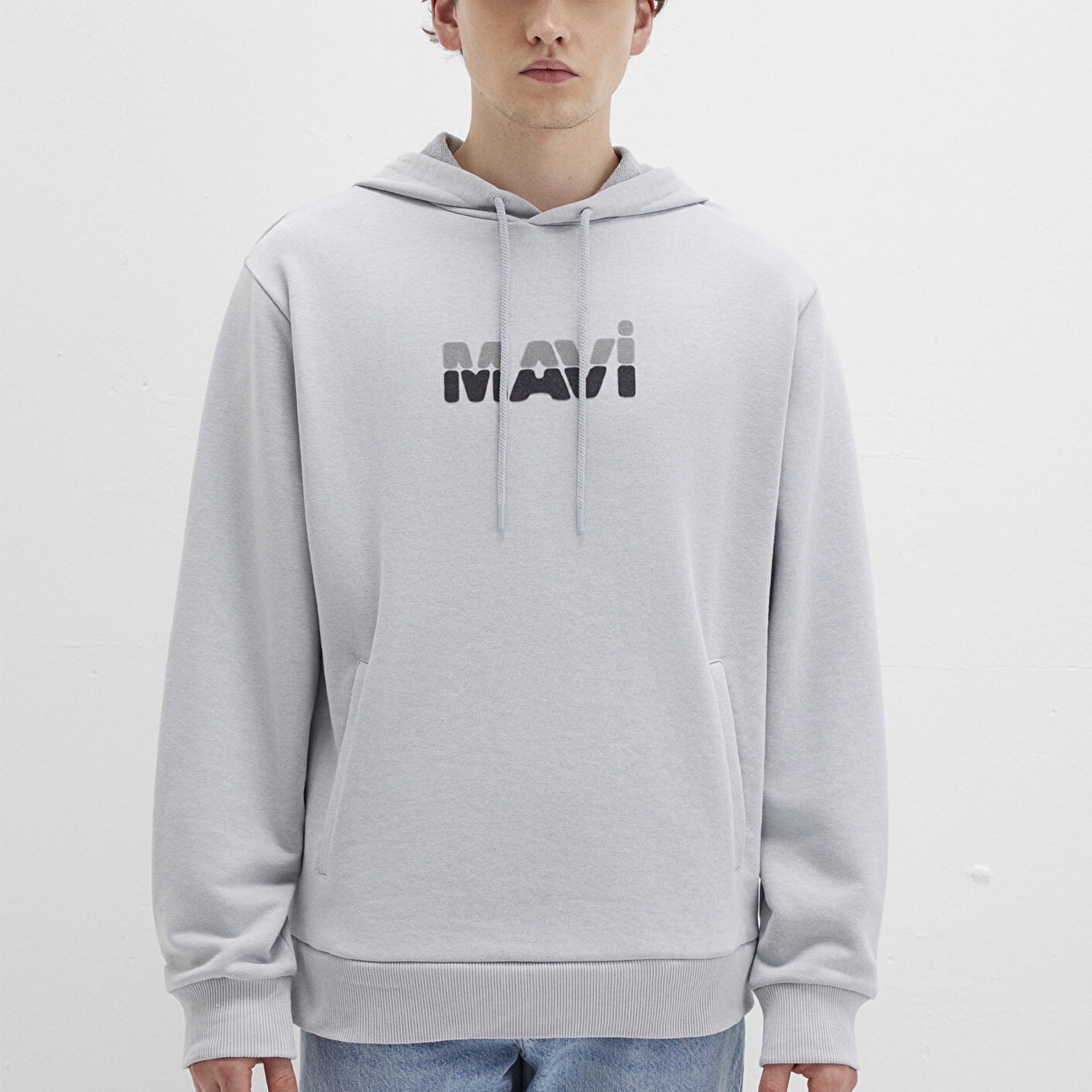 Mavi Mavi Logo Baskılı Gri Sweatshirt 0S10395-70075