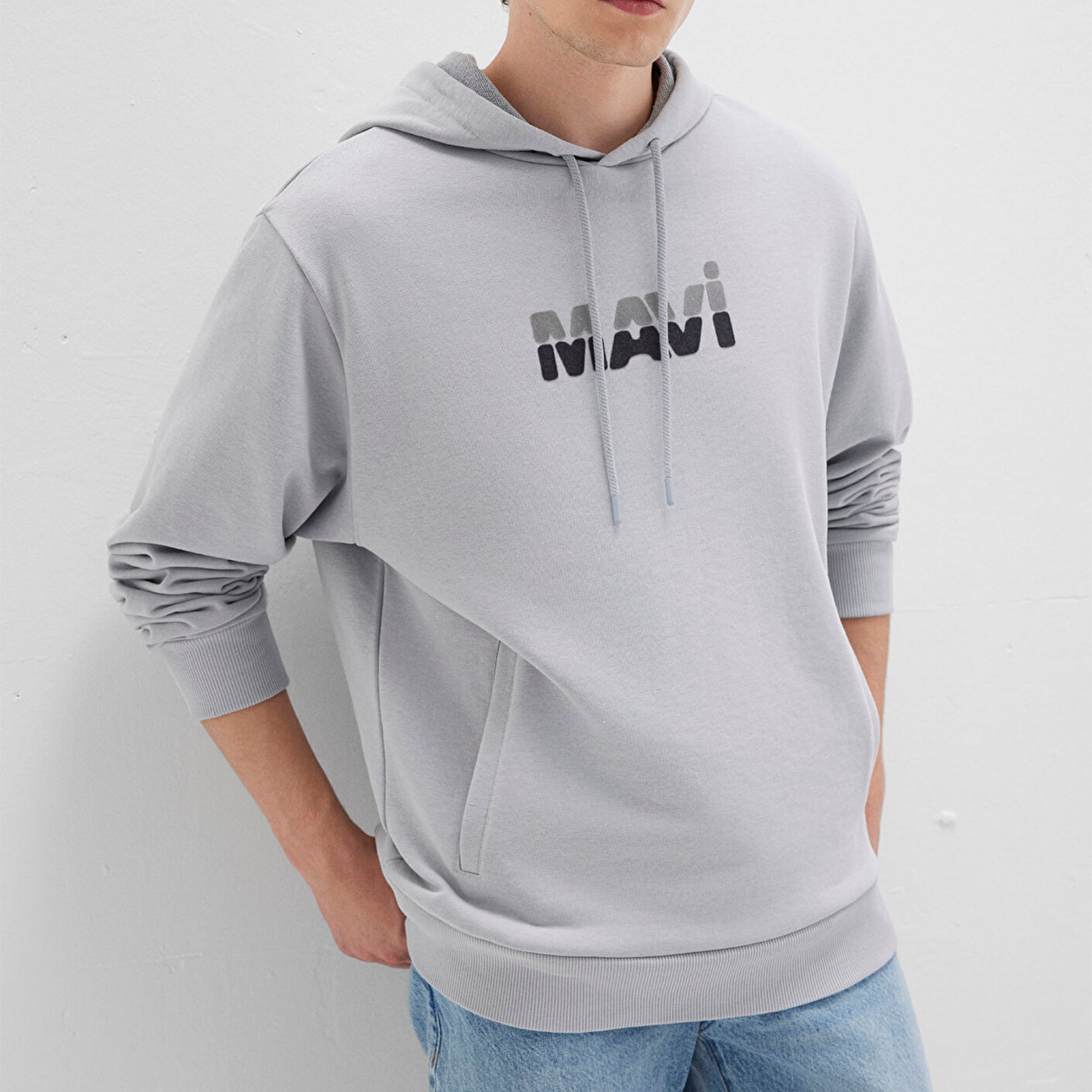 Mavi Mavi Logo Baskılı Gri Sweatshirt 0S10395-70075