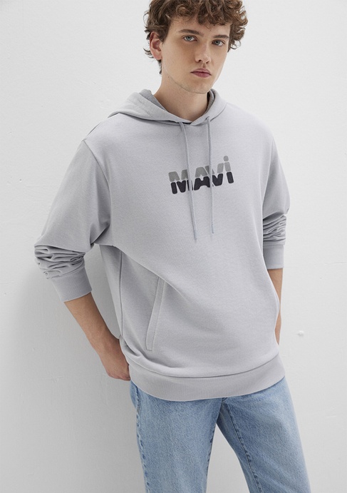  Mavi Mavi Logo Baskılı Gri Sweatshirt 0S10395-70075