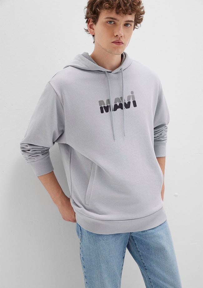  Mavi Mavi Logo Baskılı Gri Sweatshirt 0S10395-70075