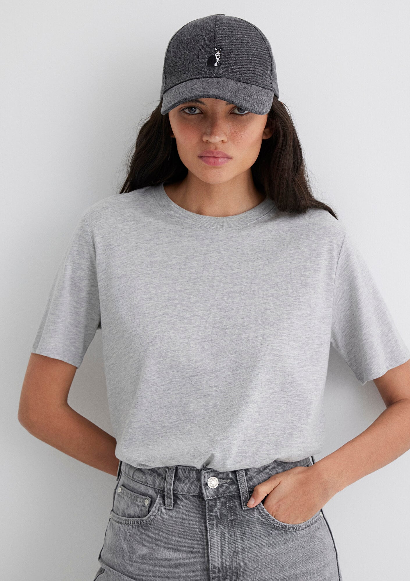  Mavi Kedi İşlemeli Antrasit Şapka 1913287-22864