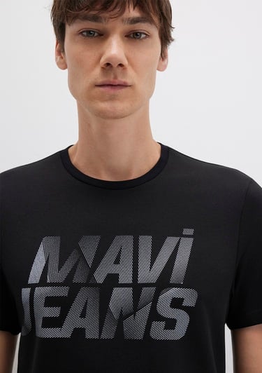  Mavi Mavi Logo Baskılı Siyah Tişört Regular Fit / Normal Kesim 0610260-900