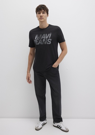  Mavi Mavi Logo Baskılı Siyah Tişört Regular Fit / Normal Kesim 0610260-900