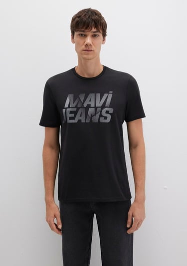  Mavi Mavi Logo Baskılı Siyah Tişört Regular Fit / Normal Kesim 0610260-900