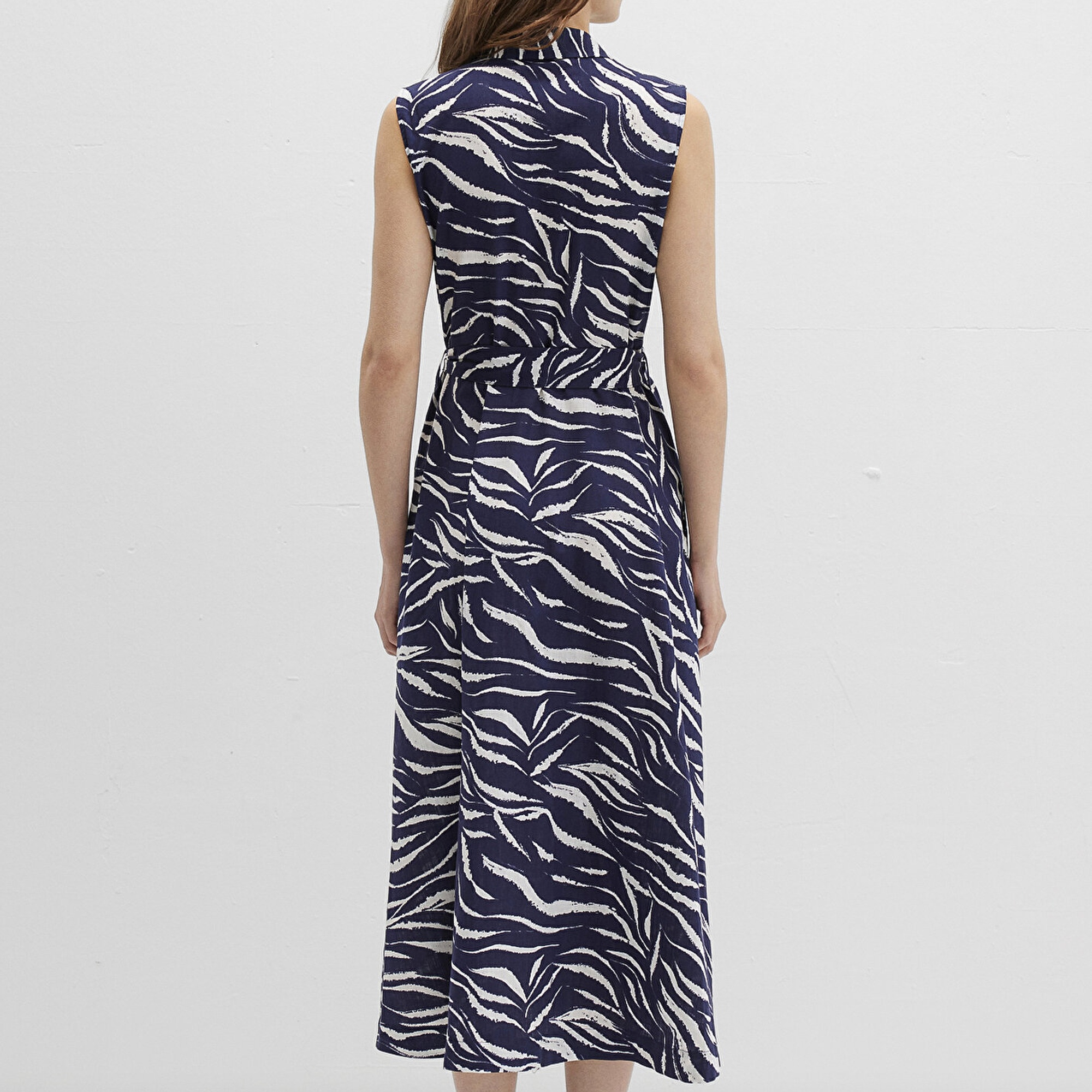 Mavi Baskılı Lacivert Uzun Elbise 1310766-91090