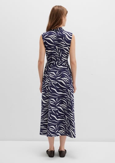  Mavi Baskılı Lacivert Uzun Elbise 1310766-91090