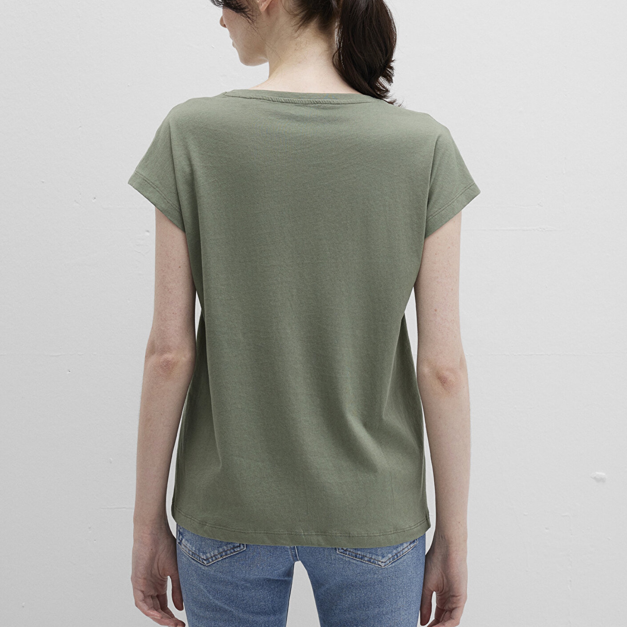 Mavi Kelebek Baskılı Yeşil Tişört Regular Fit / Normal Kesim 1613461-71841