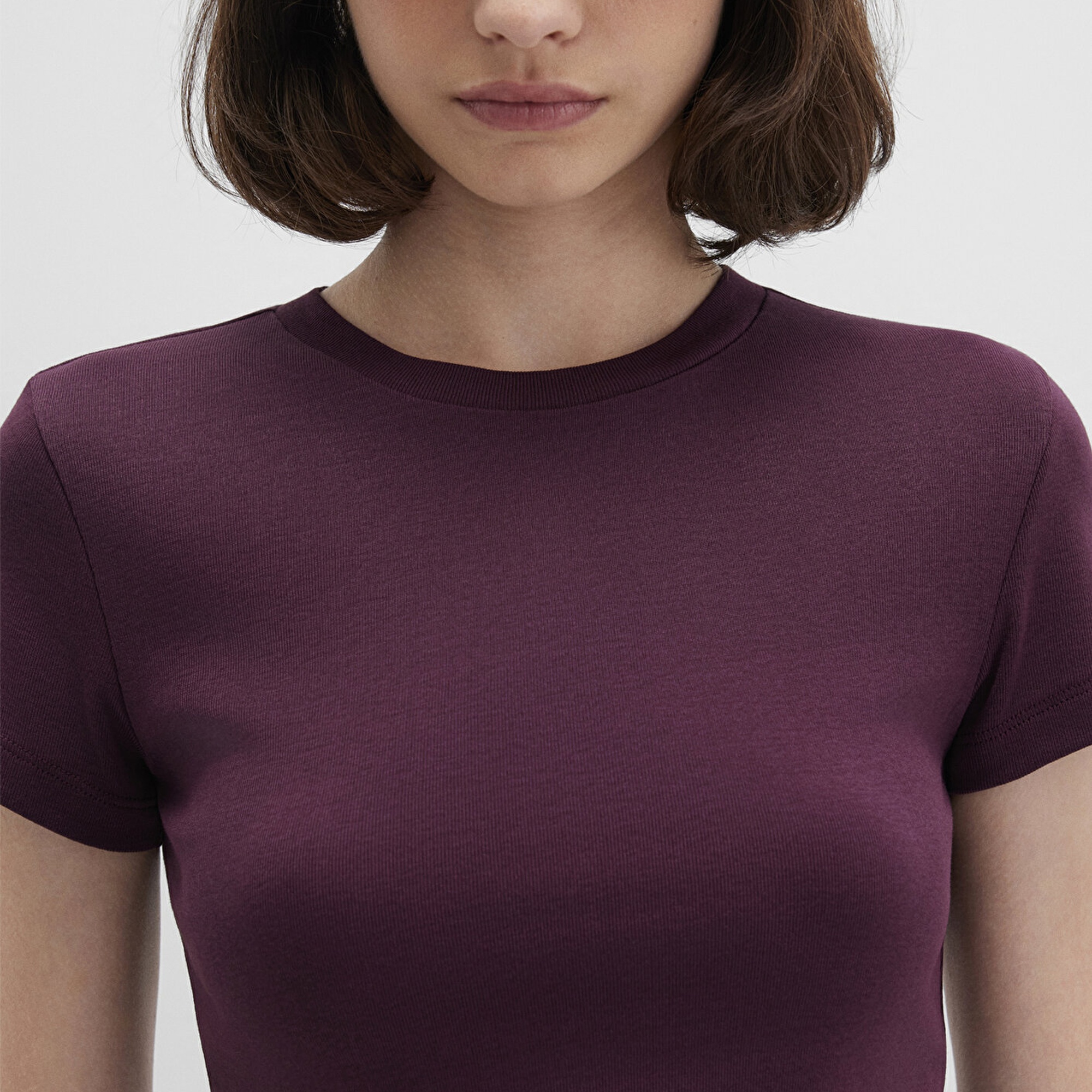 Mavi Bordo Basic Crop Tişört Crop / Kısa Kesim 1600814-70434