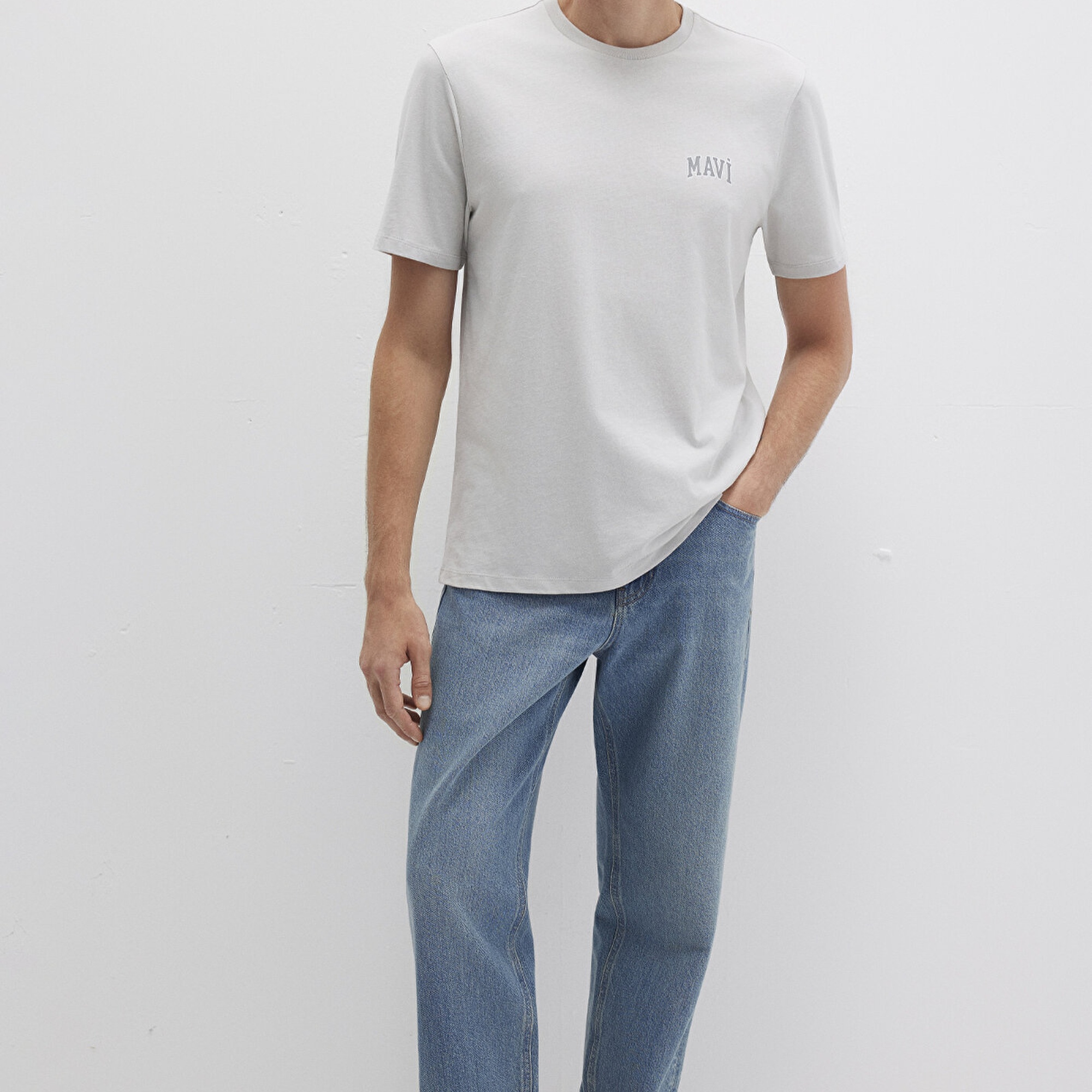Mavi Mavi Logo Baskılı Gri Tişört Regular Fit / Normal Kesim 0611714-70074