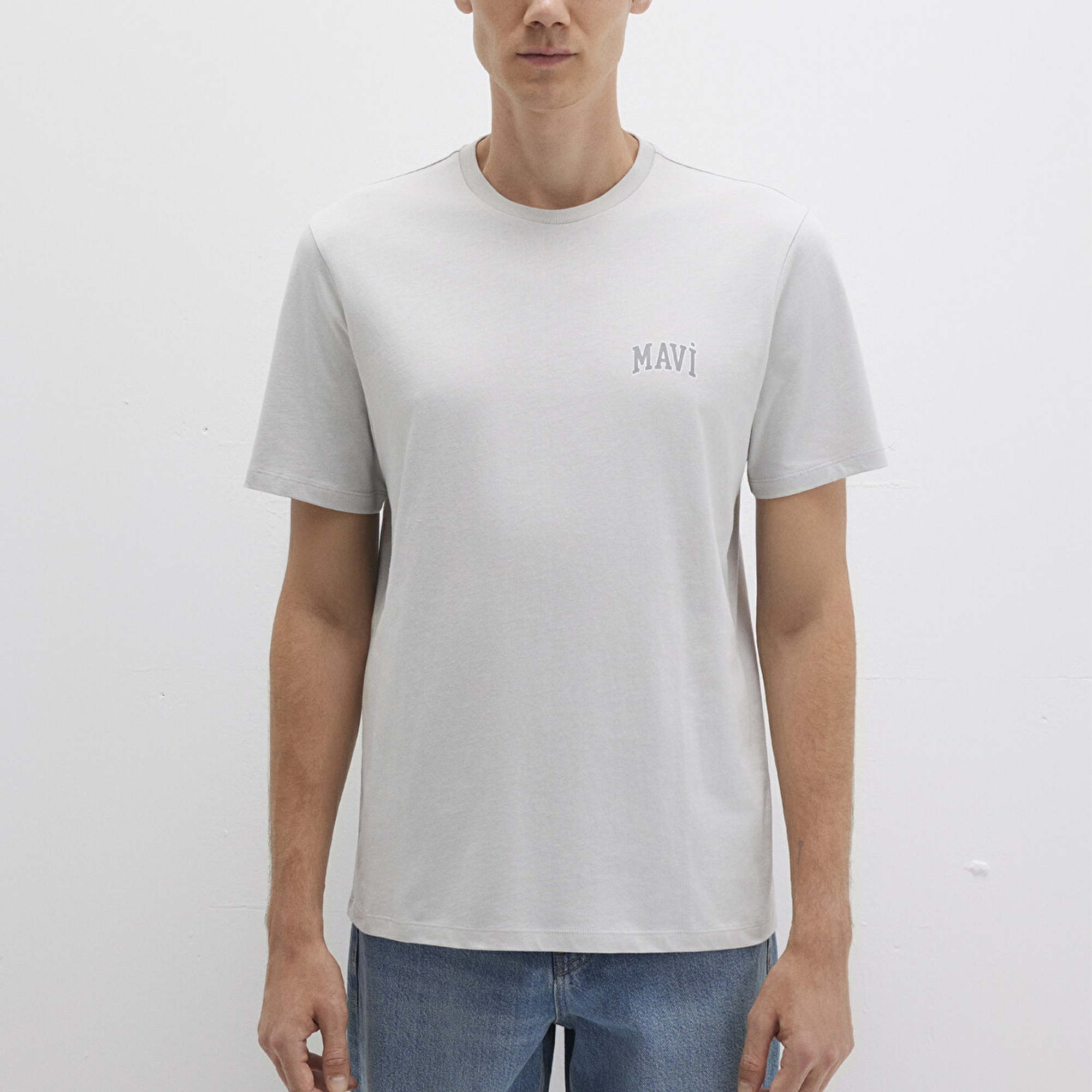 Mavi Mavi Logo Baskılı Gri Tişört Regular Fit / Normal Kesim 0611714-70074