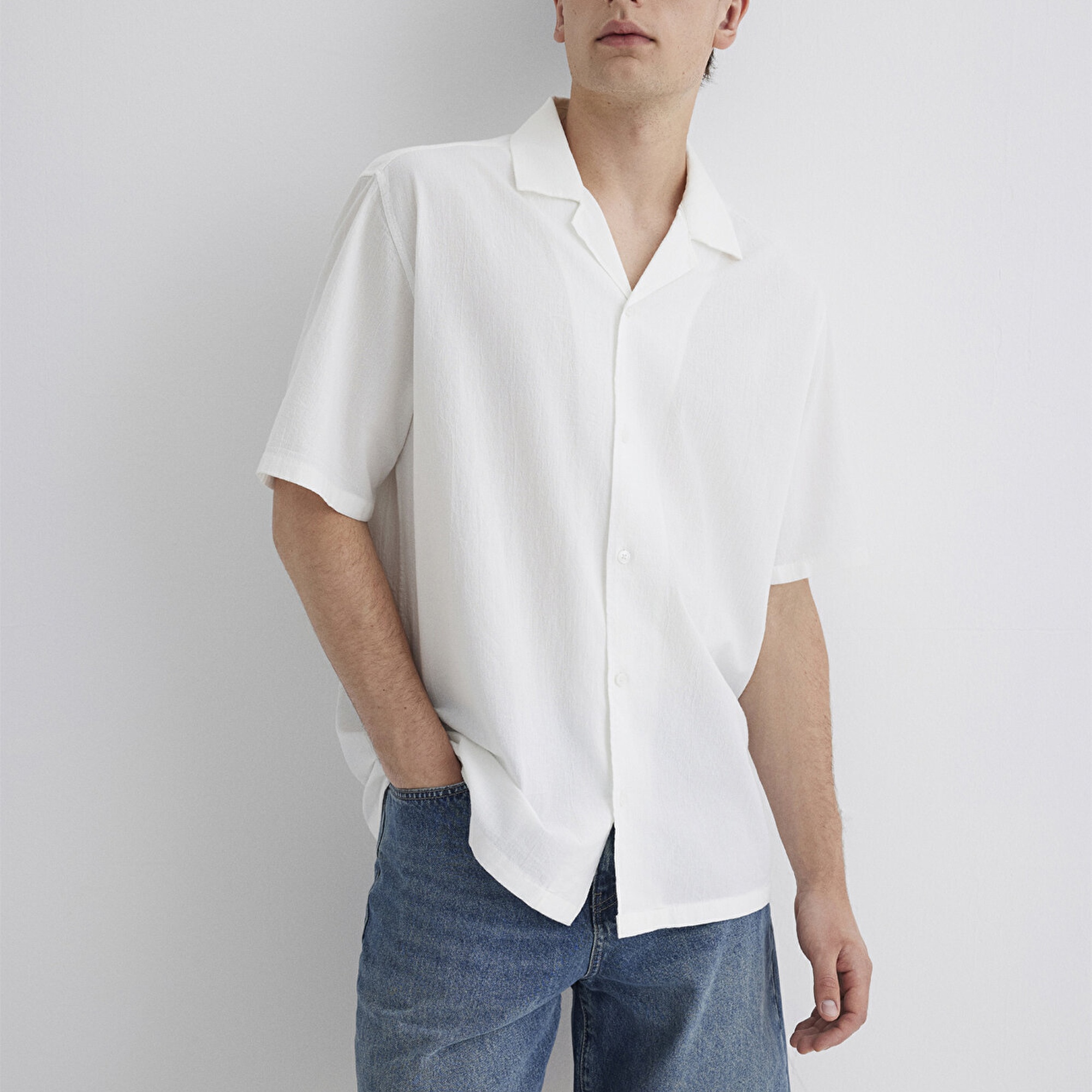 Mavi Beyaz Gömlek Loose Fit / Bol Rahat Kesim 0211519-70057