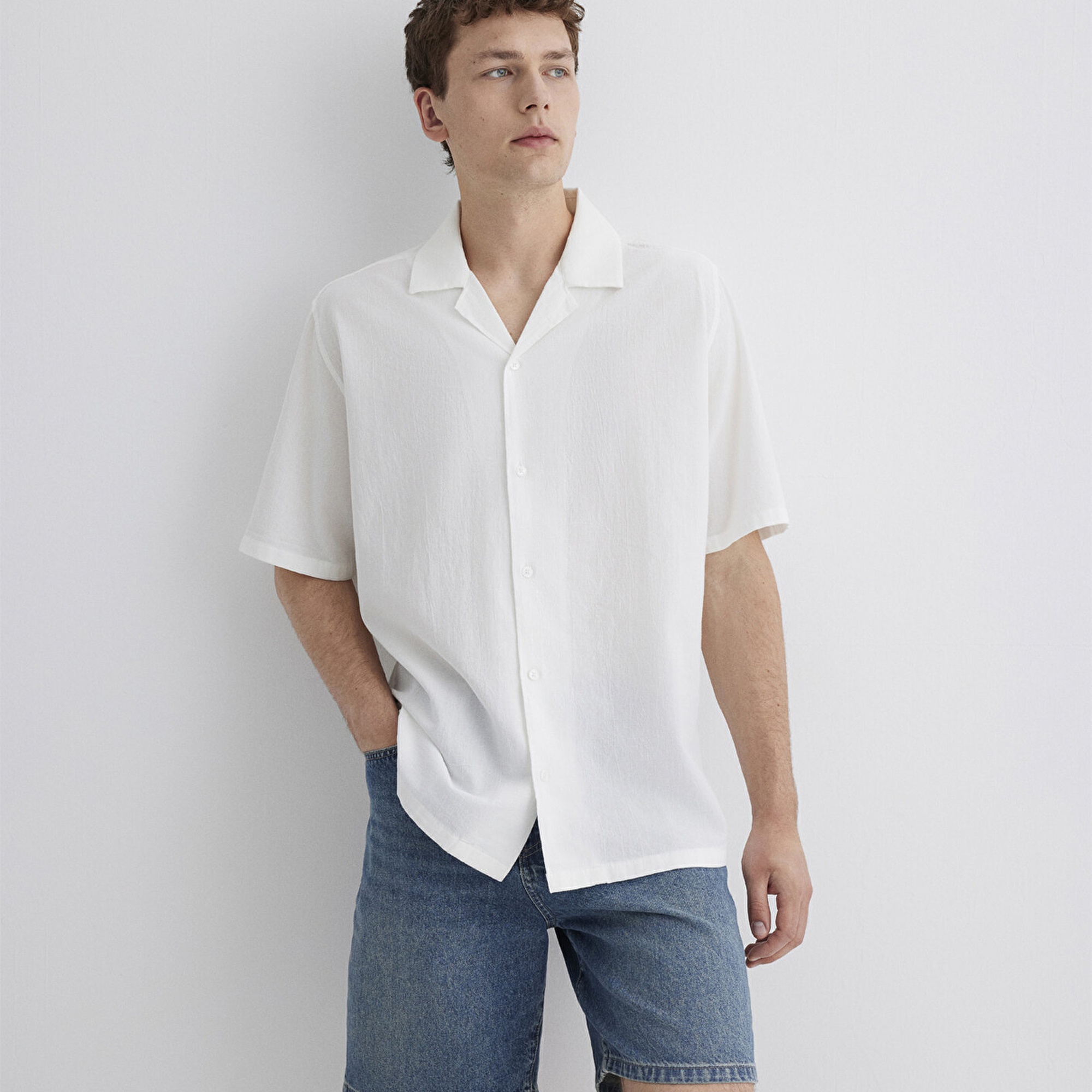 Mavi Beyaz Gömlek Loose Fit / Bol Rahat Kesim 0211519-70057