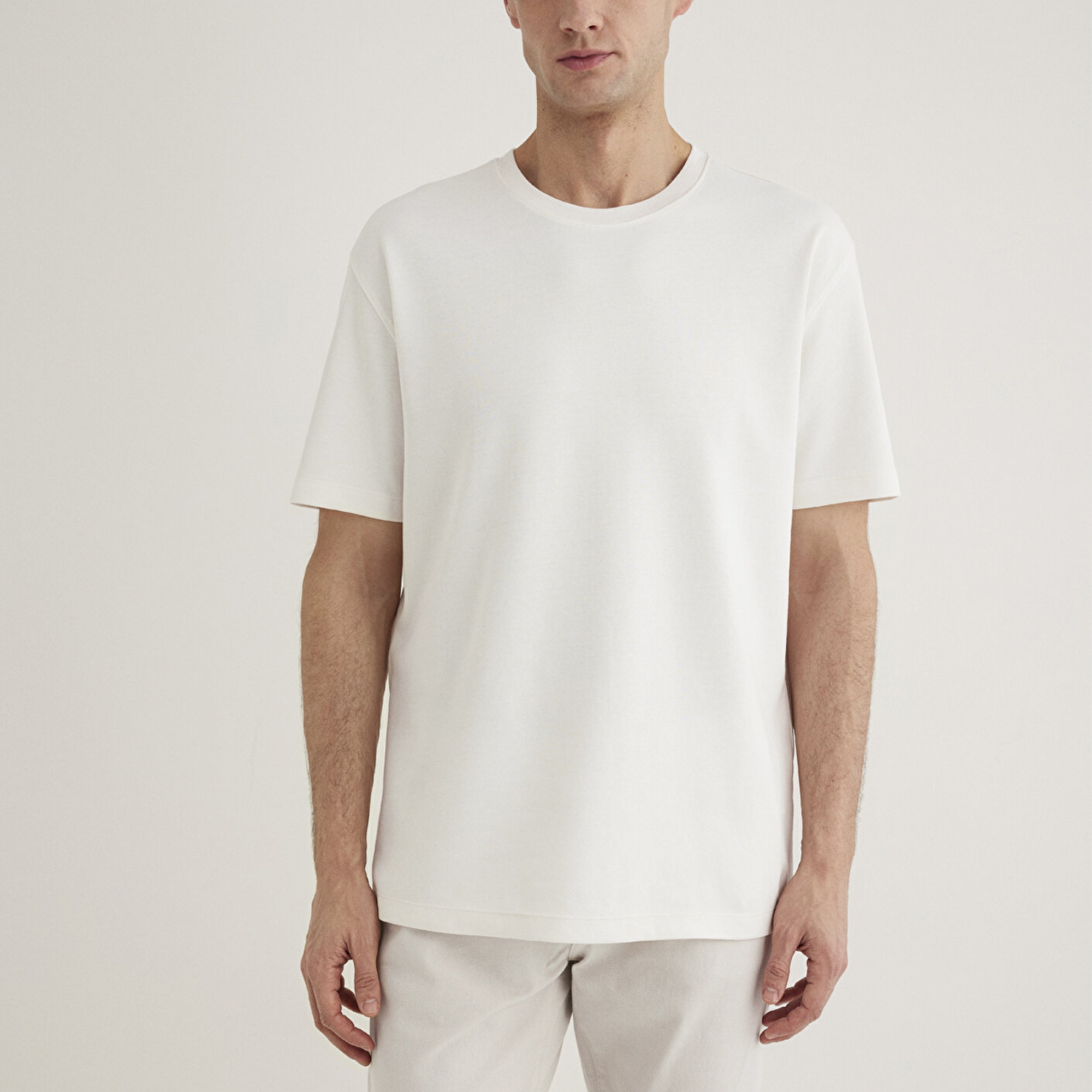 Mavi Ekru Tişört Loose Fit / Bol Rahat Kesim 0612731-70057