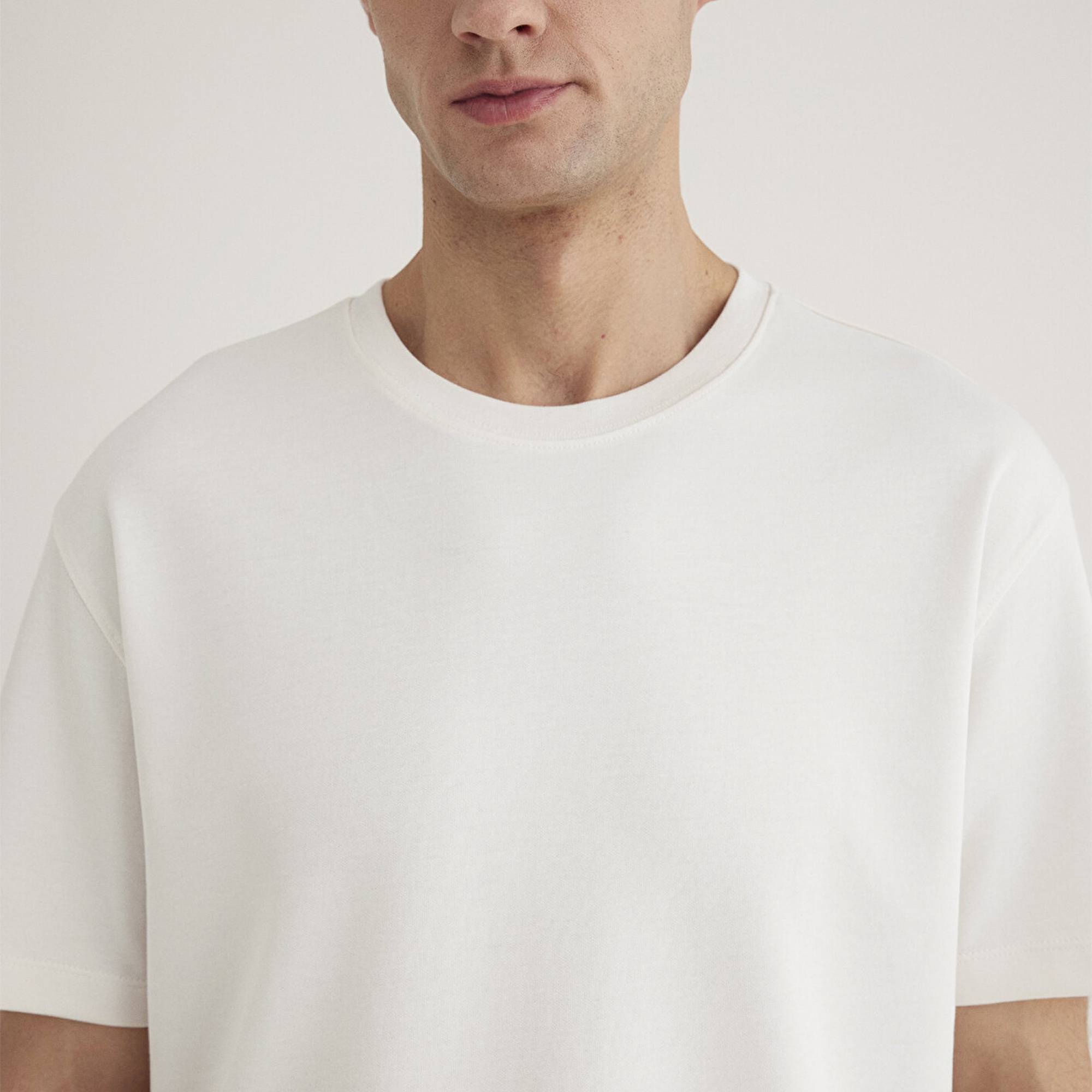 Mavi Ekru Tişört Loose Fit / Bol Rahat Kesim 0612731-70057