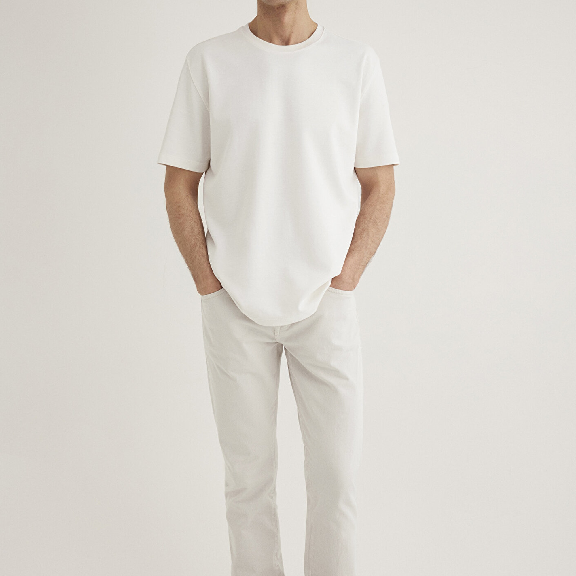 Mavi Ekru Tişört Loose Fit / Bol Rahat Kesim 0612731-70057