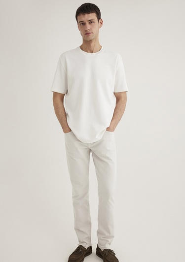  Mavi Ekru Tişört Loose Fit / Bol Rahat Kesim 0612731-70057