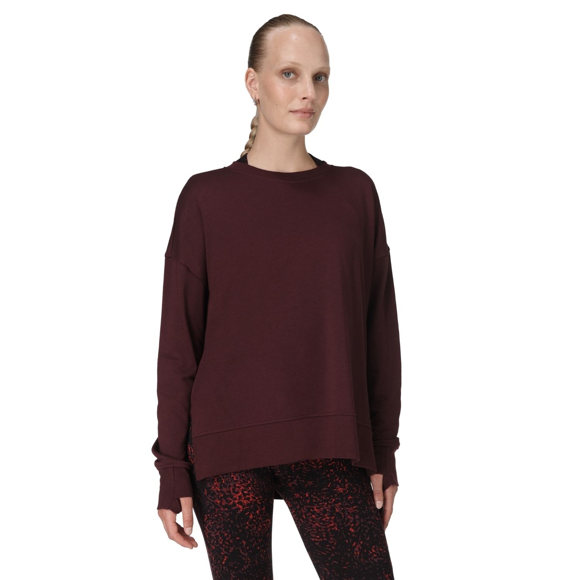 Sweaty Betty After Class Longline Kadın Bordo Sweatshirt