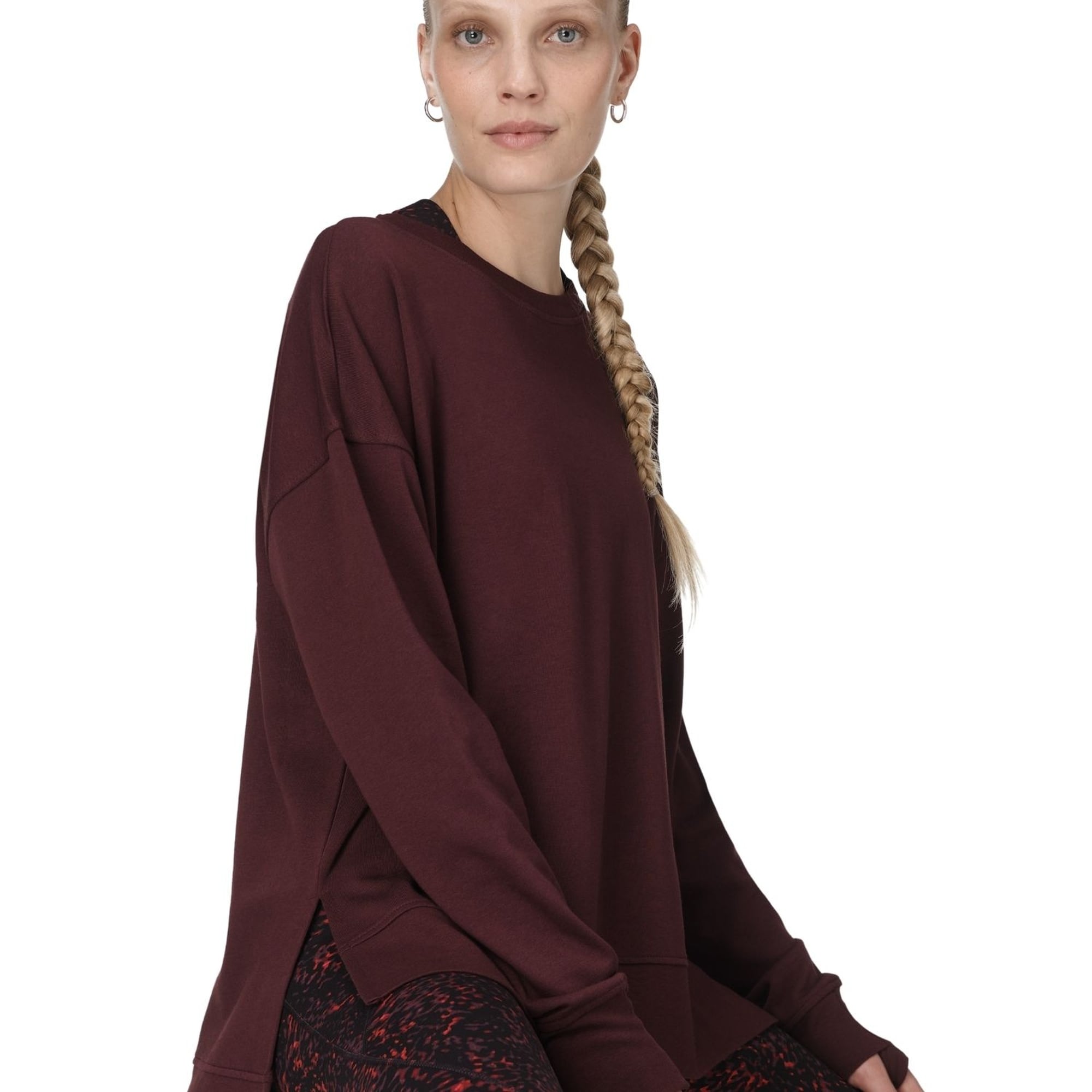 Sweaty Betty After Class Longline Kadın Bordo Sweatshirt