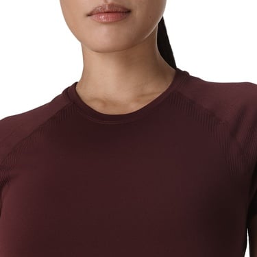  Sweaty Betty Athlete Crop Seamless Workout Kadın Bordo Fitness Tişört