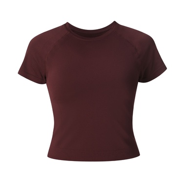  Sweaty Betty Athlete Crop Seamless Workout Kadın Bordo Fitness Tişört