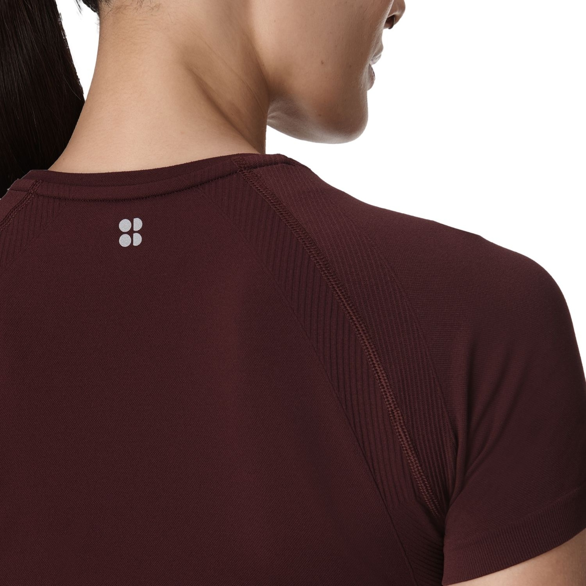 Sweaty Betty Athlete Crop Seamless Workout Kadın Bordo Fitness Tişört
