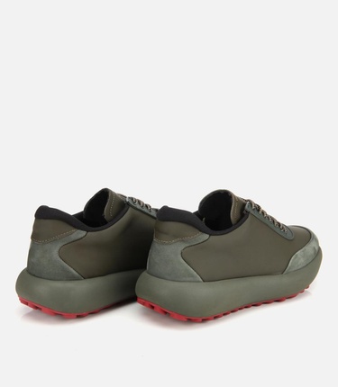  Erkek Nubuk Deri Haki Kalın Tabanlı Spor Ayakkabı