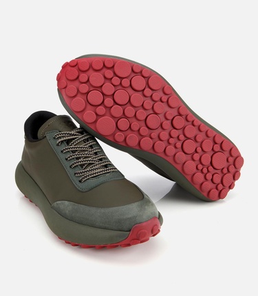  Erkek Nubuk Deri Haki Kalın Tabanlı Spor Ayakkabı