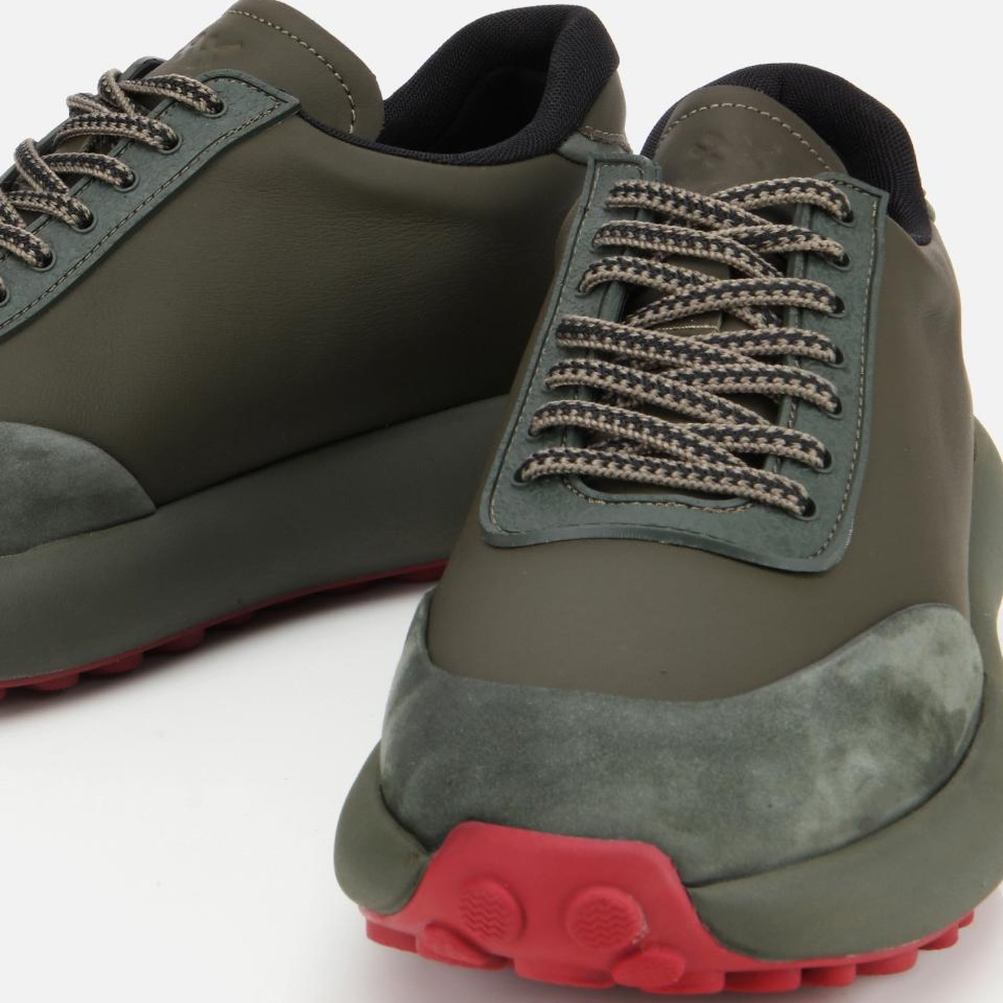 Erkek Nubuk Deri Haki Kalın Tabanlı Spor Ayakkabı