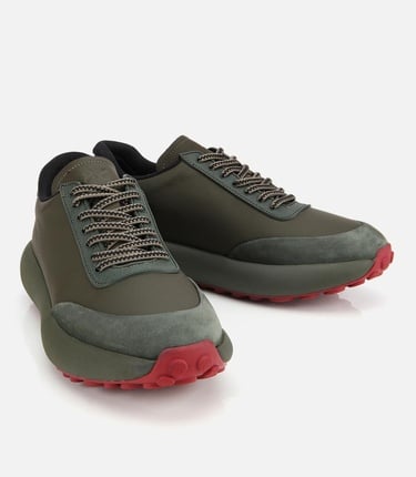  Erkek Nubuk Deri Haki Kalın Tabanlı Spor Ayakkabı