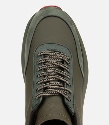  Erkek Nubuk Deri Haki Kalın Tabanlı Spor Ayakkabı