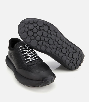  Erkek Deri Siyah Yumuşak Dokulu Spor Ayakkabı