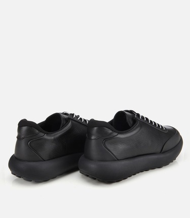  Erkek Deri Siyah Yumuşak Dokulu Spor Ayakkabı