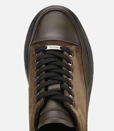  Erkek  Süet Deri Haki Yüksek Topuklu Spor Ayakkabı