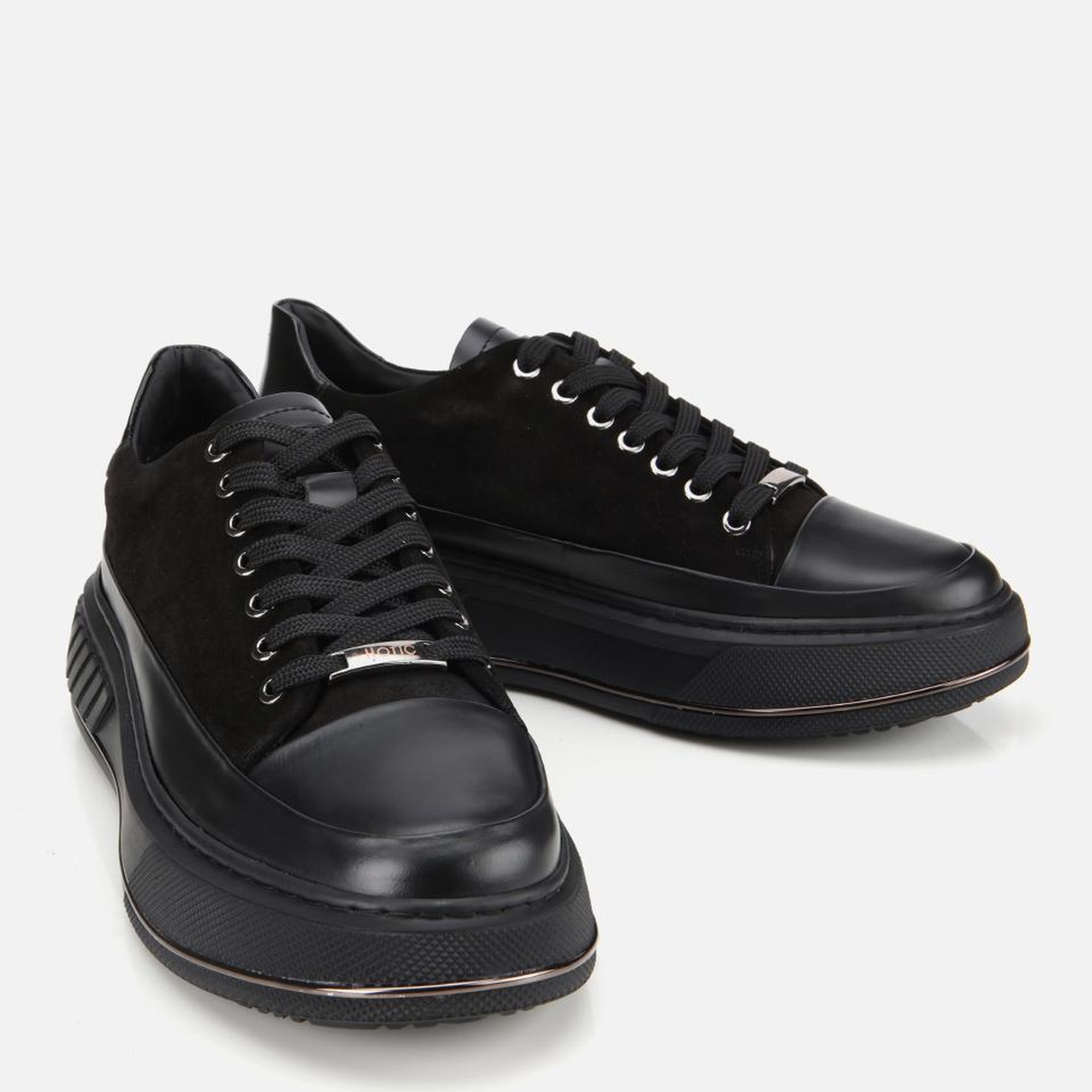 Erkek  Süet Deri Siyah Yüksek Topuklu Spor Ayakkabı