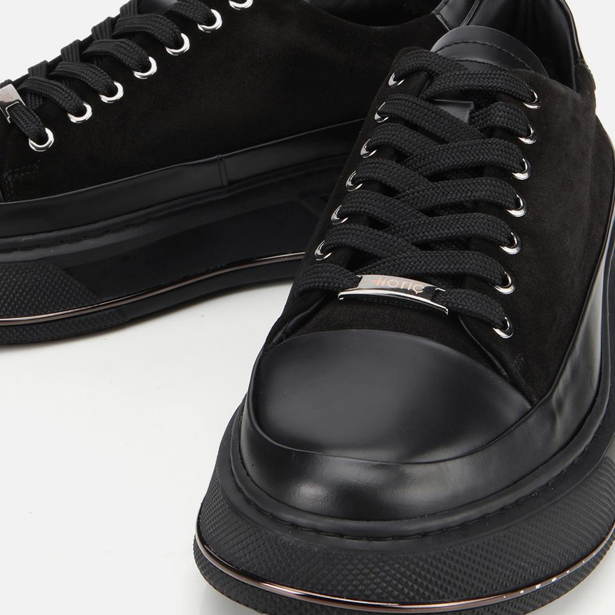 Erkek  Süet Deri Siyah Yüksek Topuklu Spor Ayakkabı