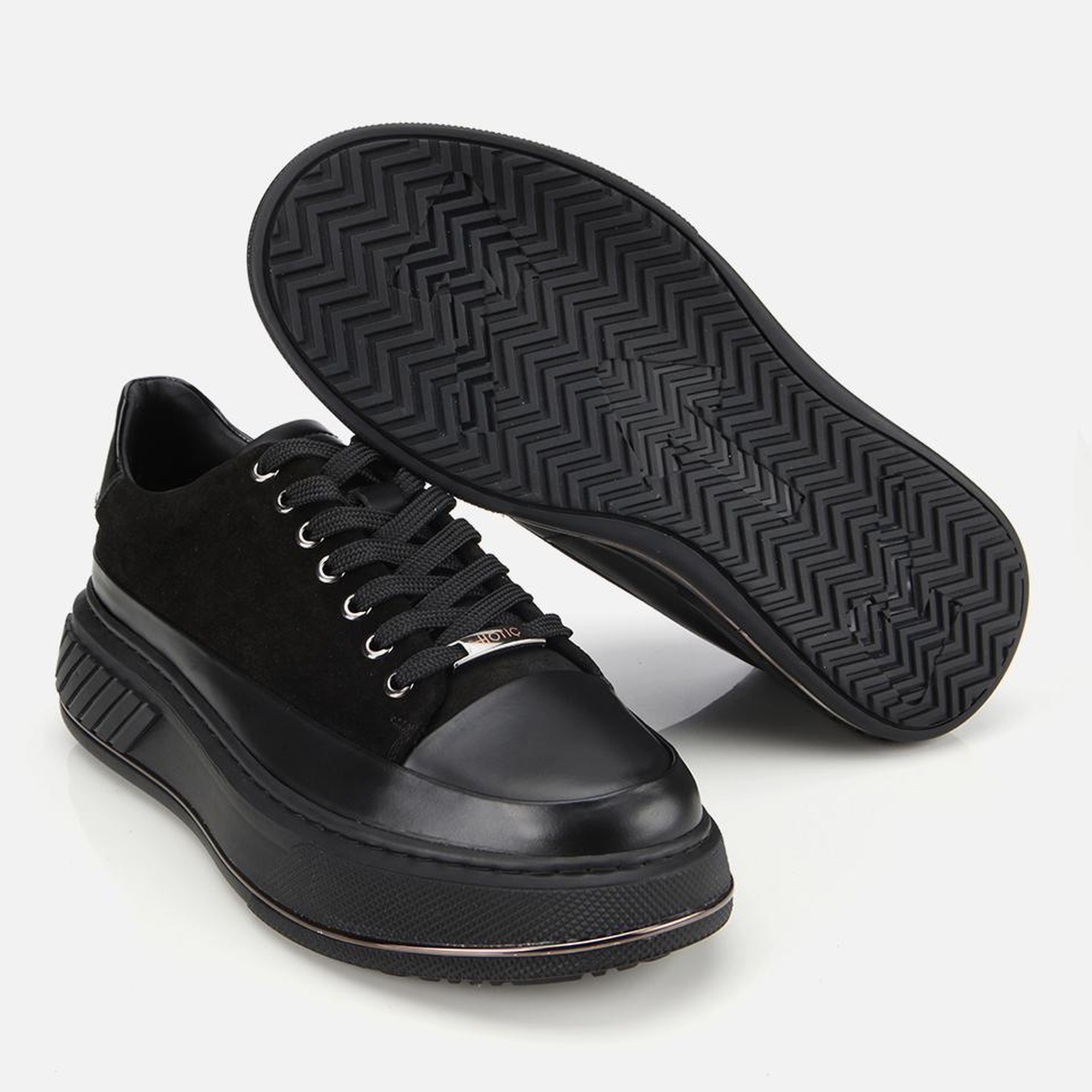 Erkek  Süet Deri Siyah Yüksek Topuklu Spor Ayakkabı