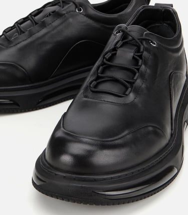  Erkek Deri Siyah Bağcık Detaylı Comfort Spor Ayakkabı