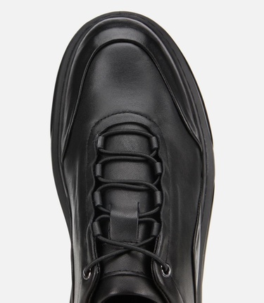  Erkek Deri Siyah Bağcık Detaylı Comfort Spor Ayakkabı