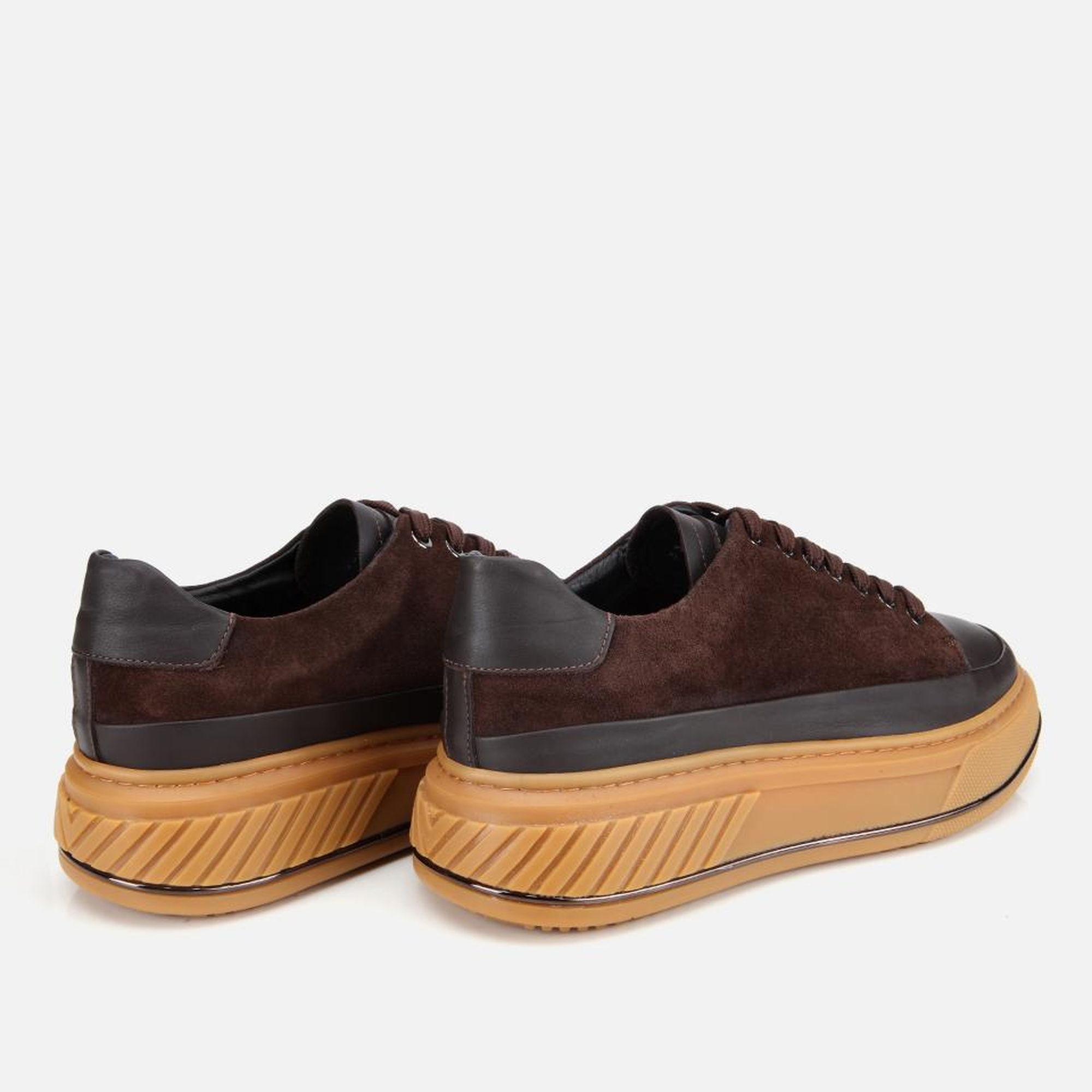 Erkek  Süet Deri Kahverengi Yüksek Topuklu Spor Ayakkabı