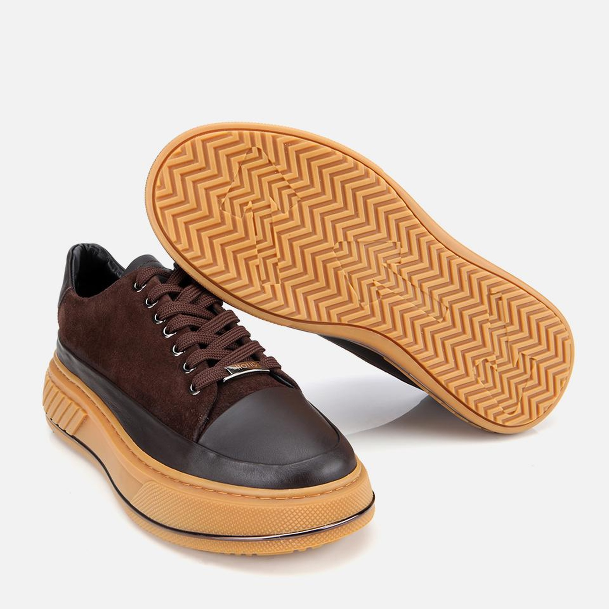 Erkek  Süet Deri Kahverengi Yüksek Topuklu Spor Ayakkabı