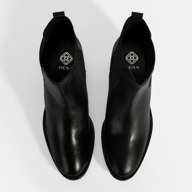  Kadın Siyah Lastikli Topuklu Deri Bot