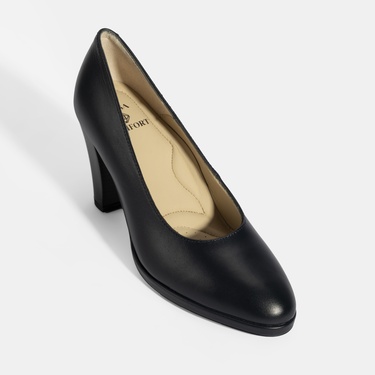  Kadın Lacivert DesaComfort Deri Topuklu Ayakkabı