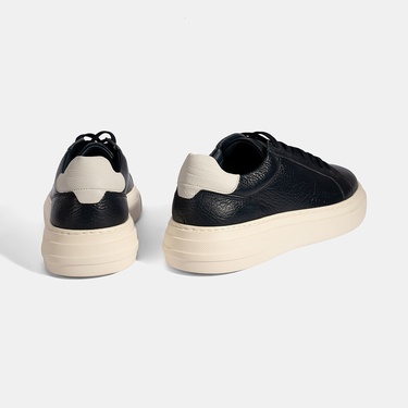  Erkek Lacivert Bağcıklı Deri Günlük Ayakkabı