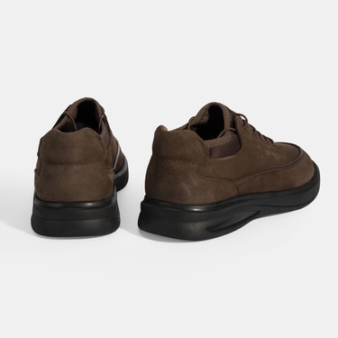  Erkek Kahve Bağcıklı Nubuk Deri Spor Ayakkabı